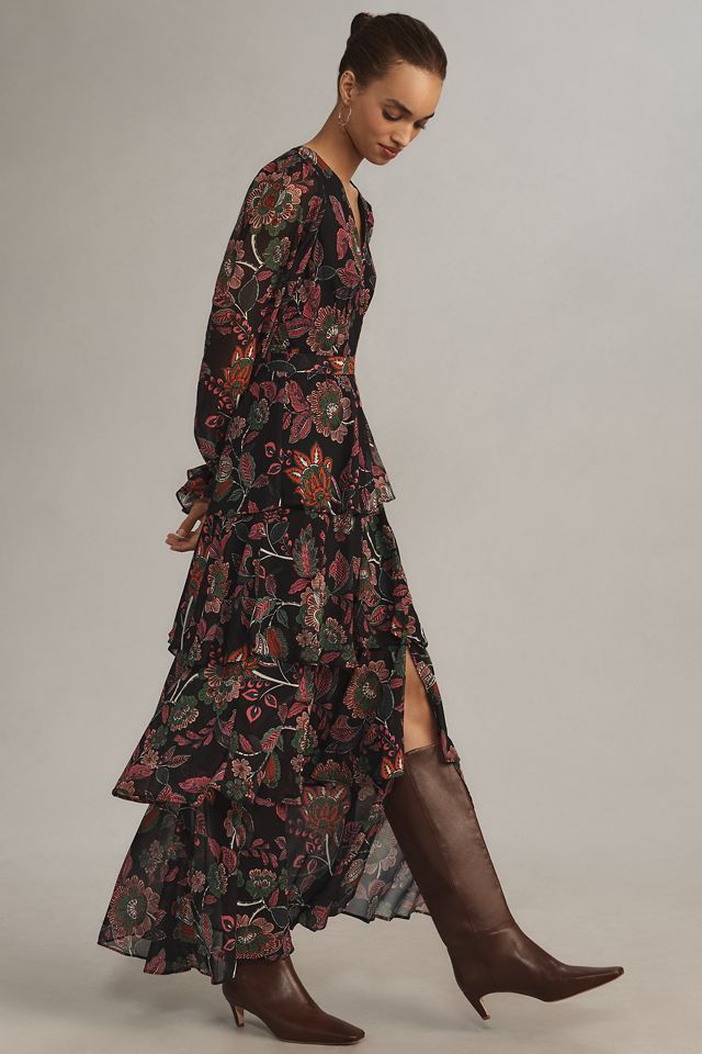 Hutch Long-Sleeve V-Neck Wrap Maxi Dress #1