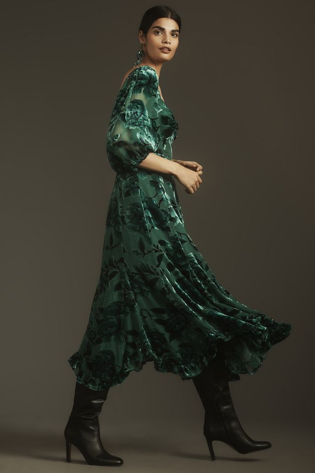 Anthropologie green 2024 velvet dress