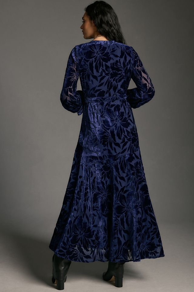 Hutch Long-Sleeve Velvet Wrap Maxi Dress #1