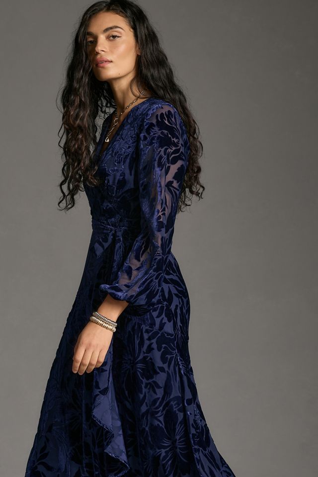Hutch Long-Sleeve Velvet Wrap Maxi Dress #2