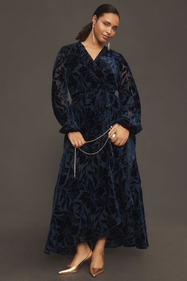 Hutch Long Sleeve Velvet Wrap Maxi Dress