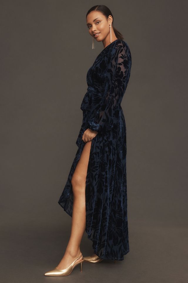 Hutch Long-Sleeve Velvet Wrap Maxi Dress #3