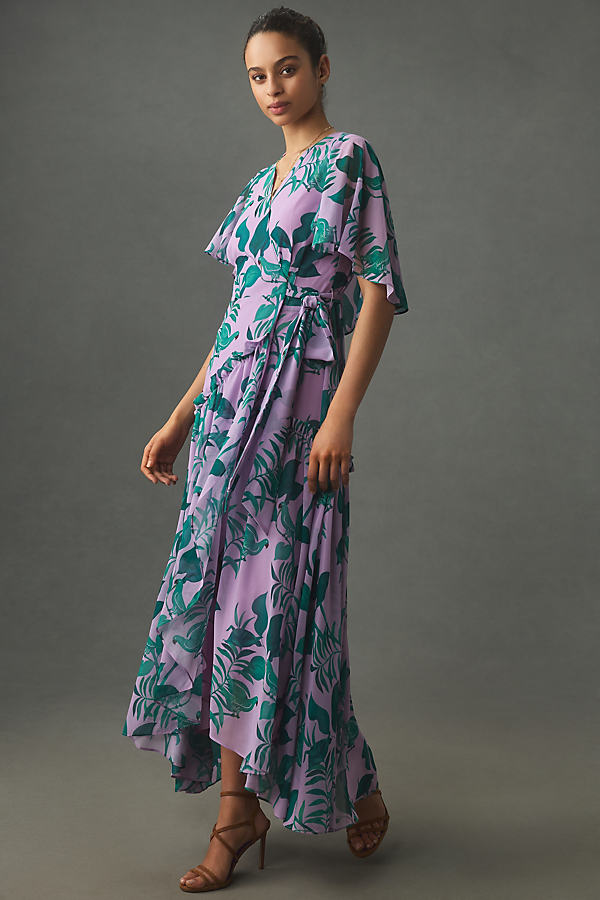 Hutch Nataly Short-sleeve Wrap Maxi Dress In Multicolor