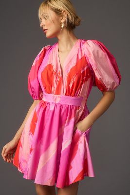 Hutch Women's Letty Cotton Puff-sleeve Minidress In Pink Paintbrush