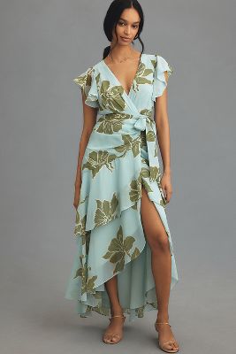 Anthropologie Hutch Wrap Maxi Dress In Blue