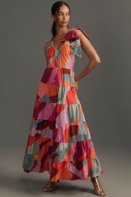 Hutch Alessa Shoulder-Tie Scoop-Neck Maxi Dress | Anthropologie