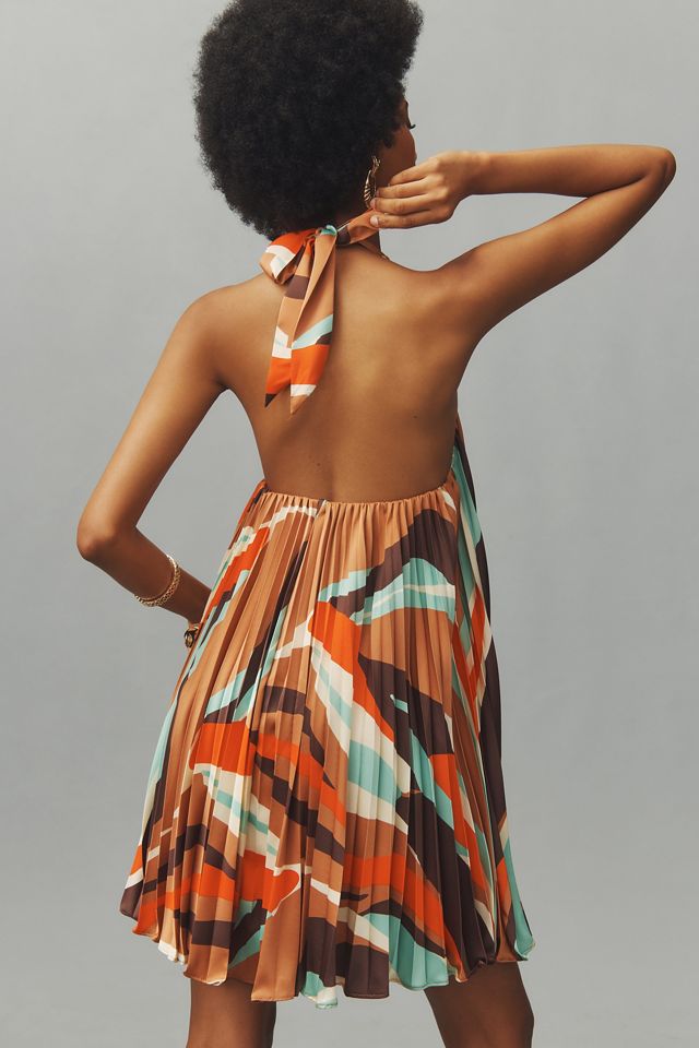Hutch Halter Pleated Swing Mini Dress #1