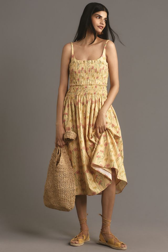 Hutch Sleeveless Smocked A Line Midi Dress