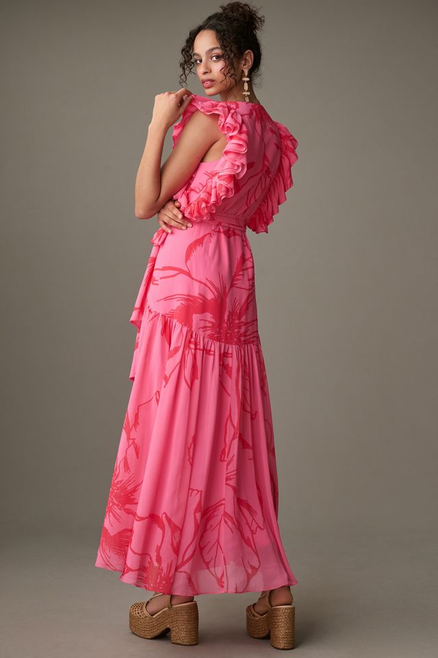 Hutch Beck Ruffled V-Neck Wrap Midi Dress #1