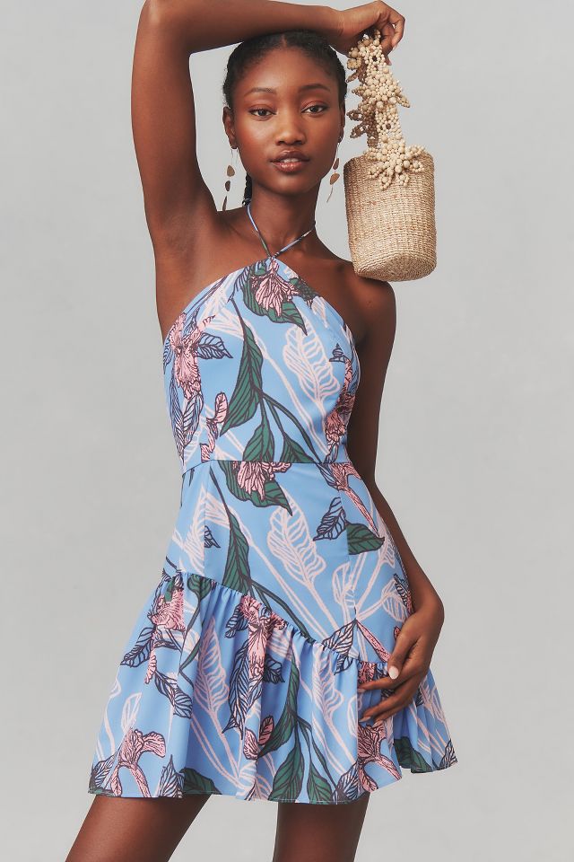 Anthropologie Hutch Halter Satin Mini Dress Retail $238 selling sz Small