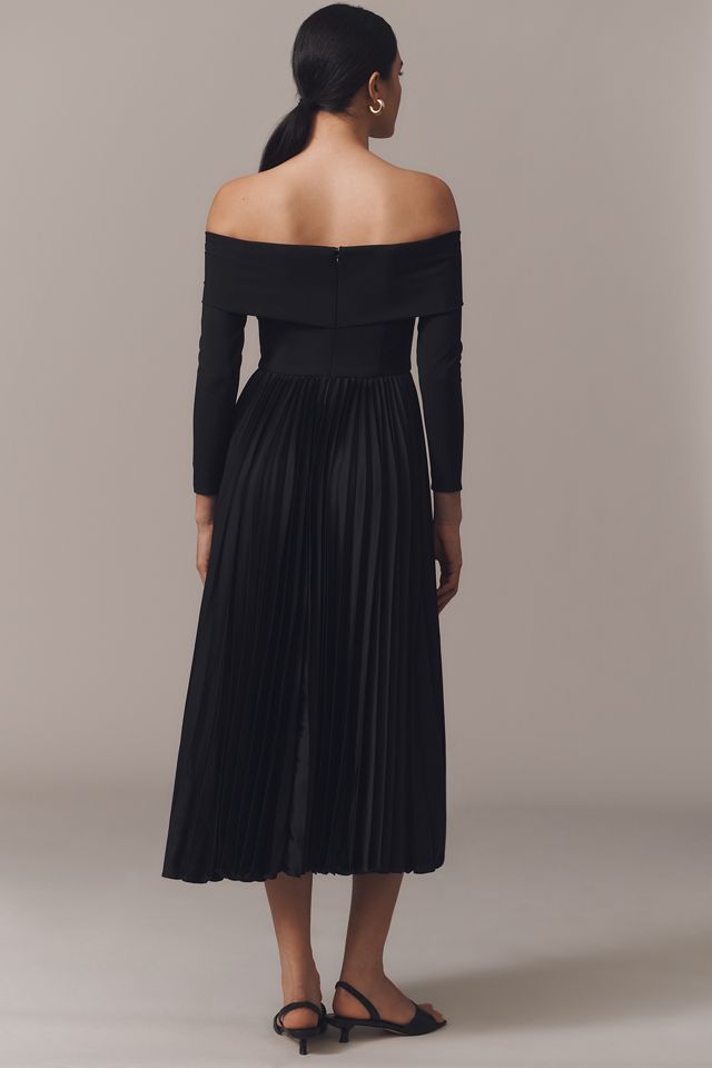 Hutch Long-Sleeve Off-The-Shoulder Pleated Maxi Dress #5