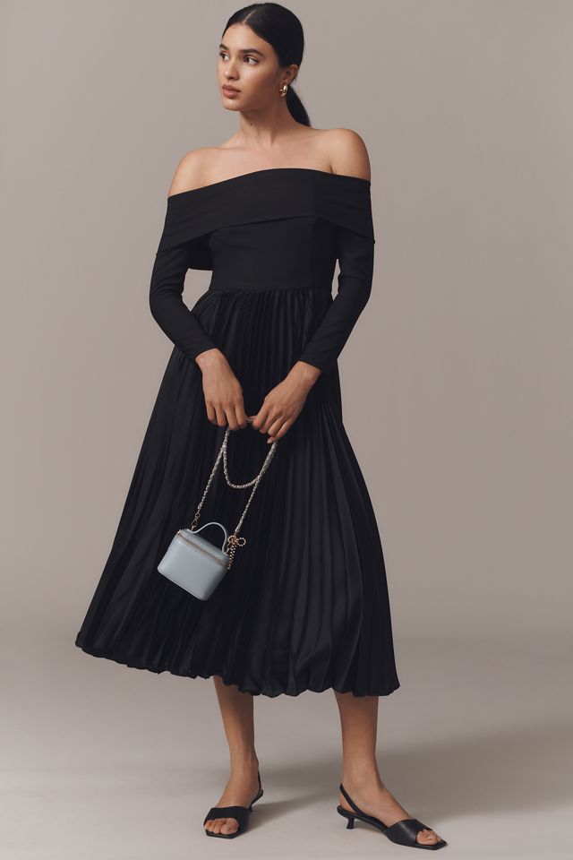 Hutch Long-Sleeve Off-The-Shoulder Pleated Maxi Dress #4