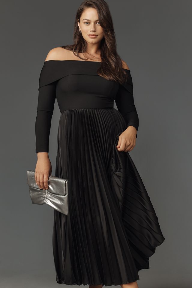 Hutch Long-Sleeve Off-The-Shoulder Pleated Maxi Dress #2