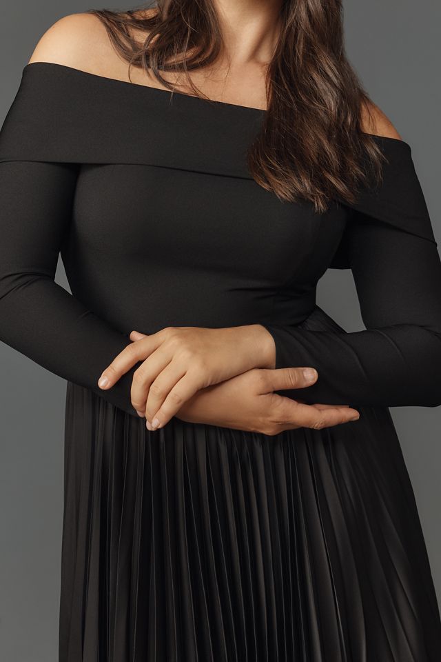 Hutch Long-Sleeve Off-The-Shoulder Pleated Maxi Dress #3
