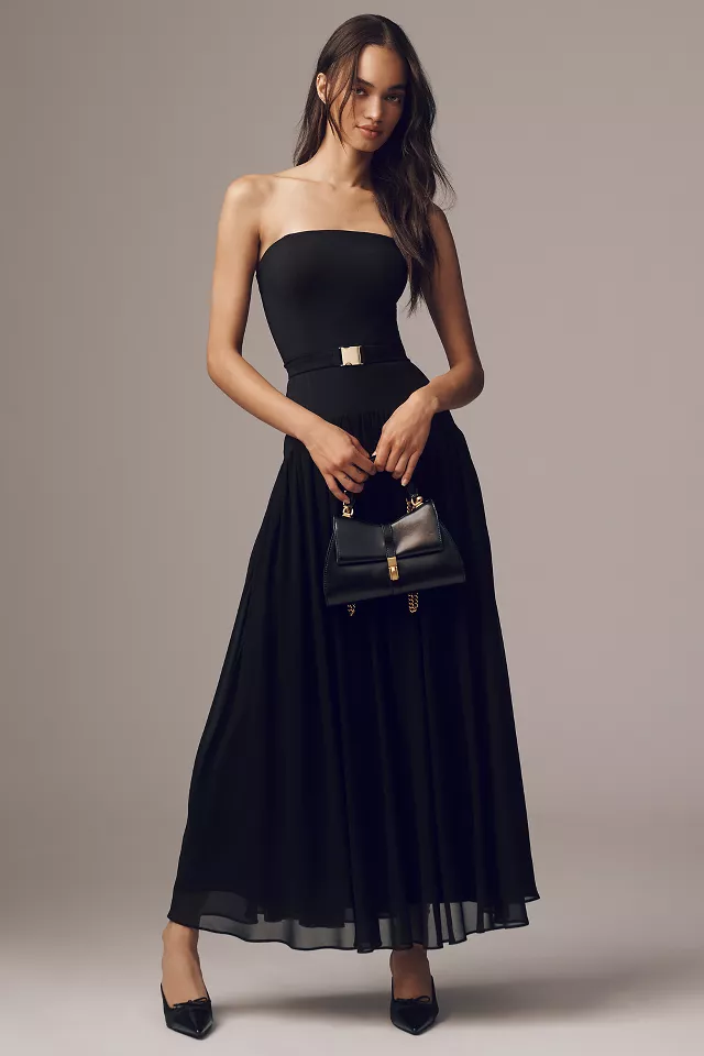 Hutch Carmel Strapless Belted Drop-Waist Maxi Dress