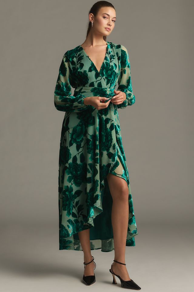 Hutch Long Sleeve V Neck Wrap Midi Dress Anthropologie