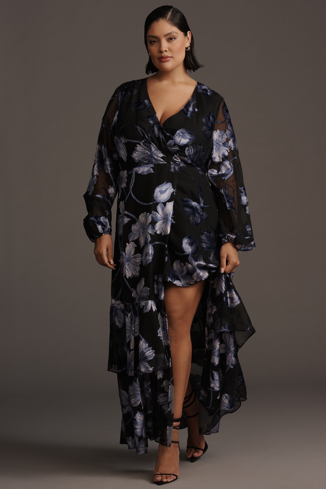 Hutch Long-Sleeve V-Neck Wrap Midi Dress