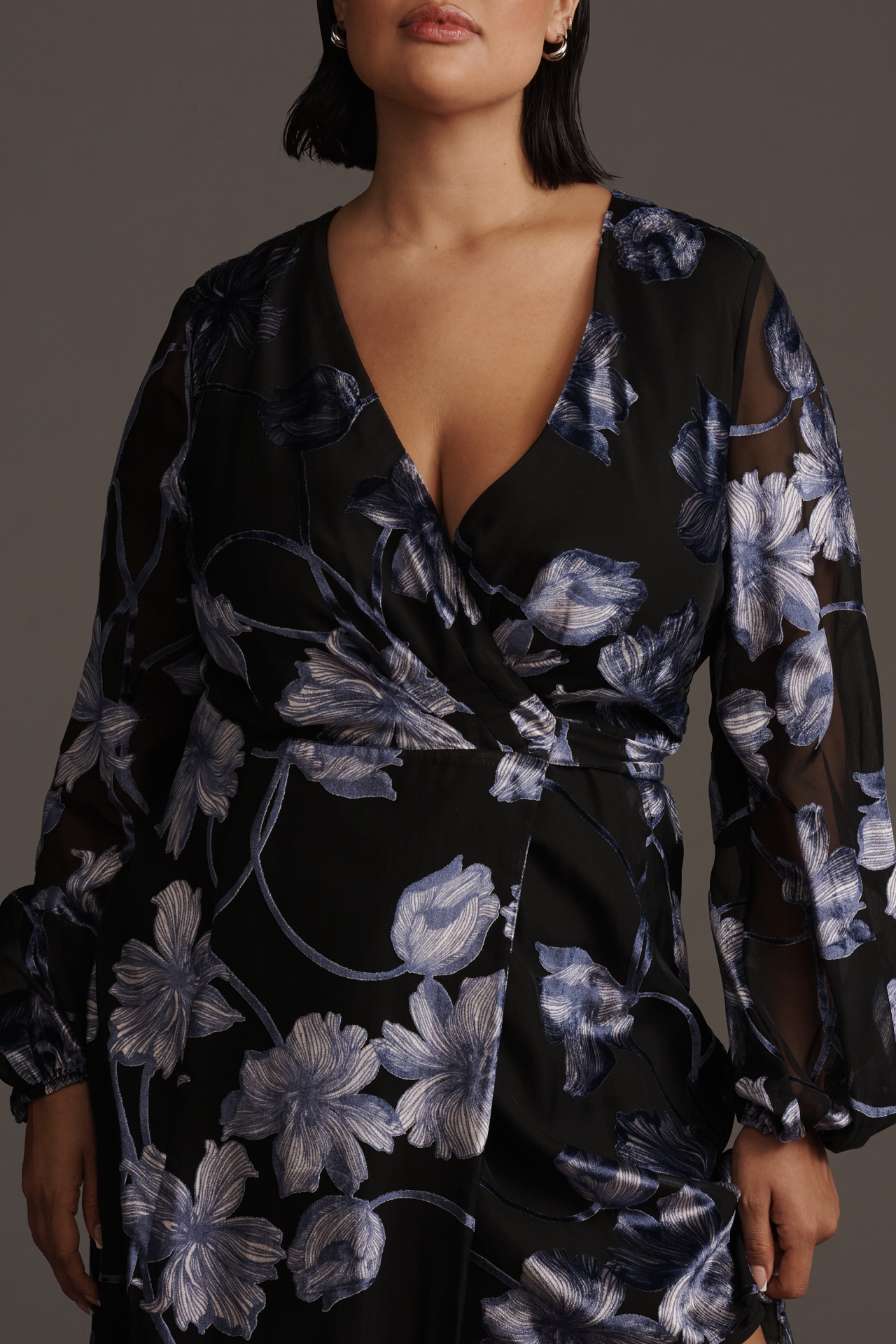 Hutch Long-Sleeve V-Neck Wrap Midi Dress