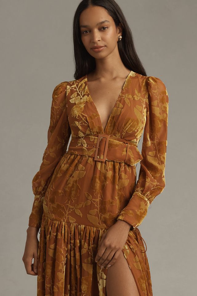 Hutch Malta Long-Sleeve V-Neck Belted Maxi Dress #1