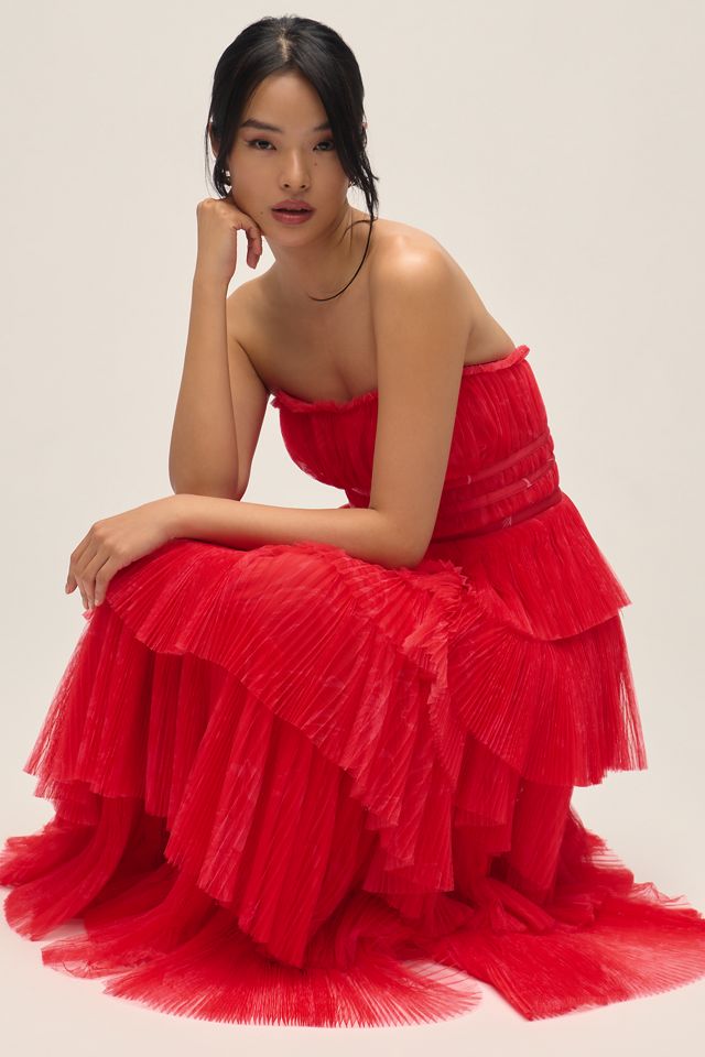 Hutch Evie Strapless Tiered Maxi Dress #3