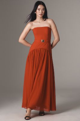 Strapless Drop-Waist Maxi Dress