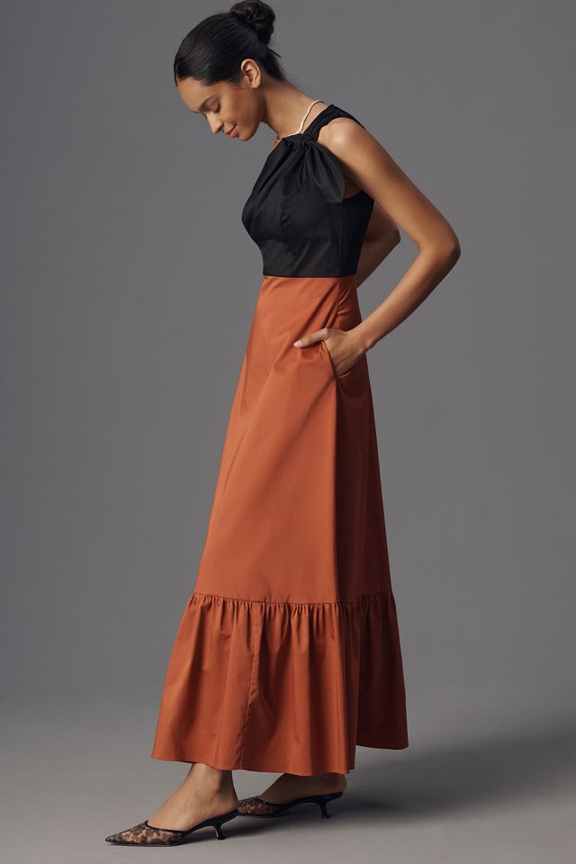 Hutch Caudie One-Shoulder Colorblock Maxi Dress #2