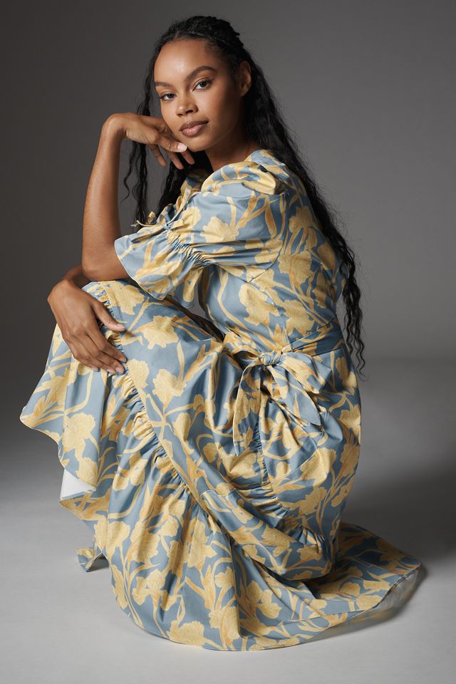 Hutch Puff-Sleeve Wrap Midi Dress #1