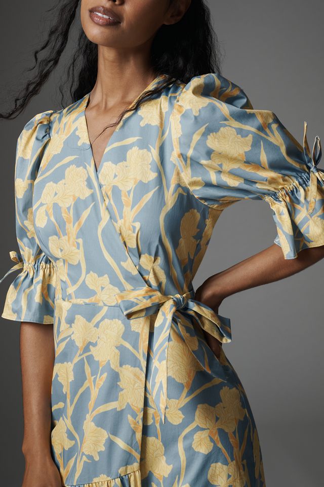 Hutch Puff-Sleeve Wrap Midi Dress #2