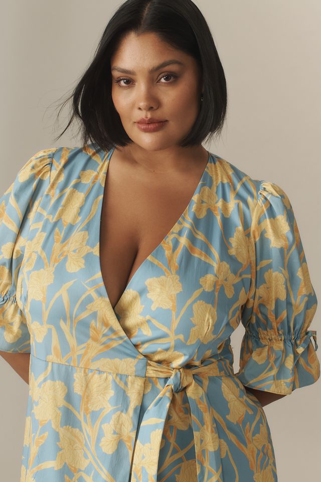 Hutch Puff-Sleeve Wrap Midi Dress #5