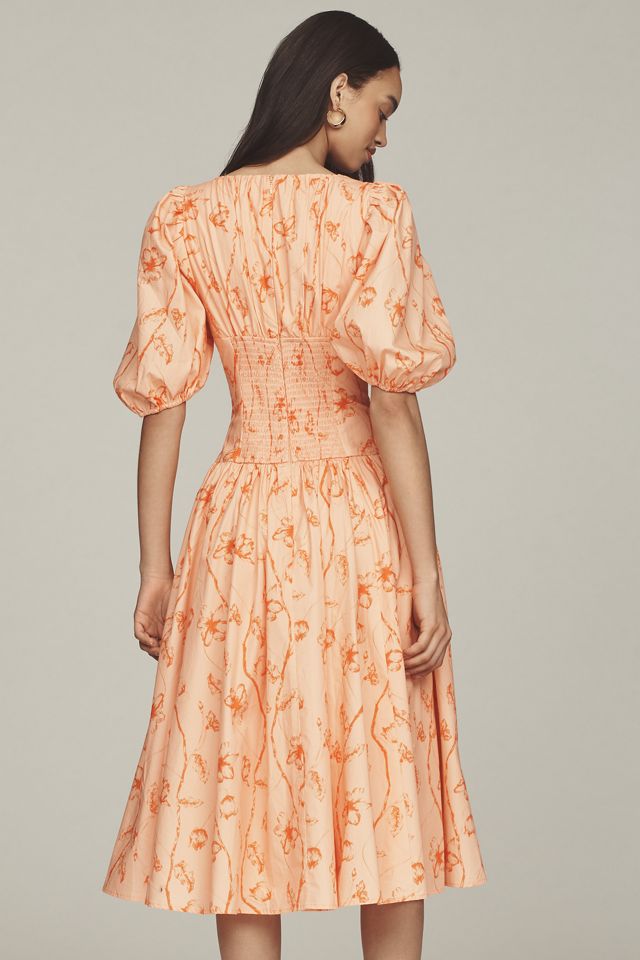 Hutch Madilyn Puff-Sleeve V-Neck Midi Dress #2