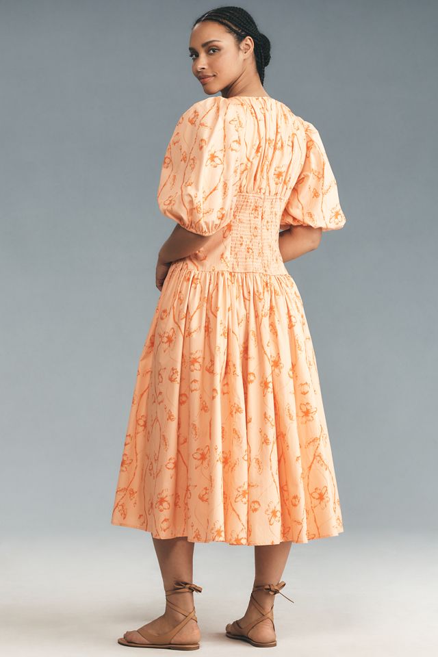 Hutch Madilyn Puff-Sleeve V-Neck Midi Dress #4