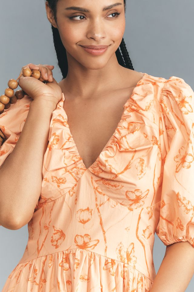 Hutch Madilyn Puff-Sleeve V-Neck Midi Dress #5