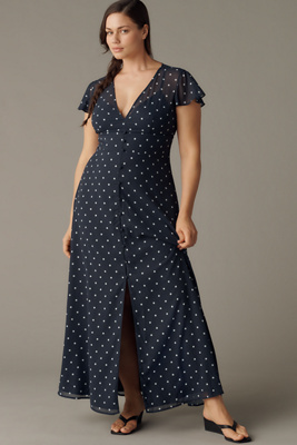 Nia Short-Sleeve V-Neck Maxi Dress