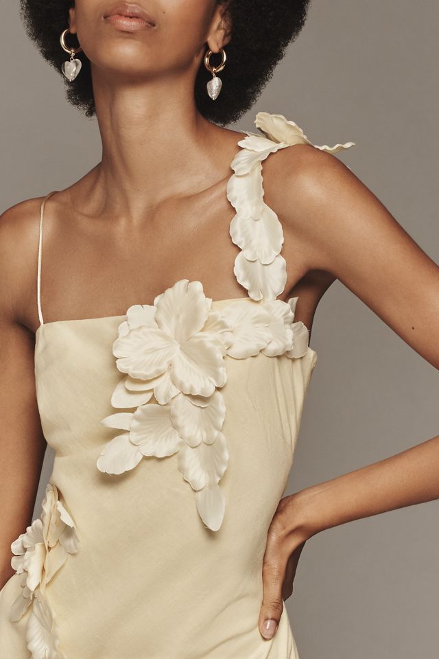Hutch 3D Floral Appliqué Linen Blend Dress
