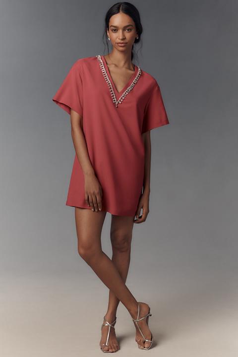 Hutch Rhinestone V-Neck T-Shirt Dress