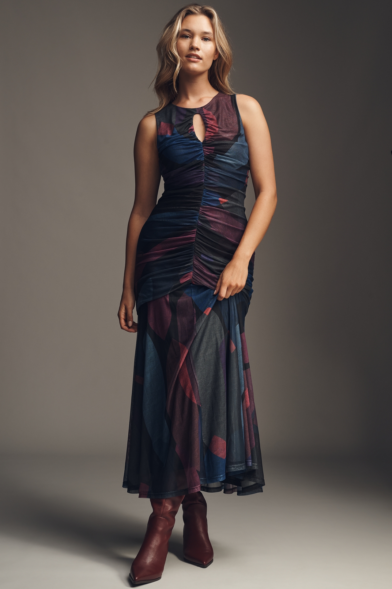 Hutch Sleeveless Slim Mesh Maxi Dress