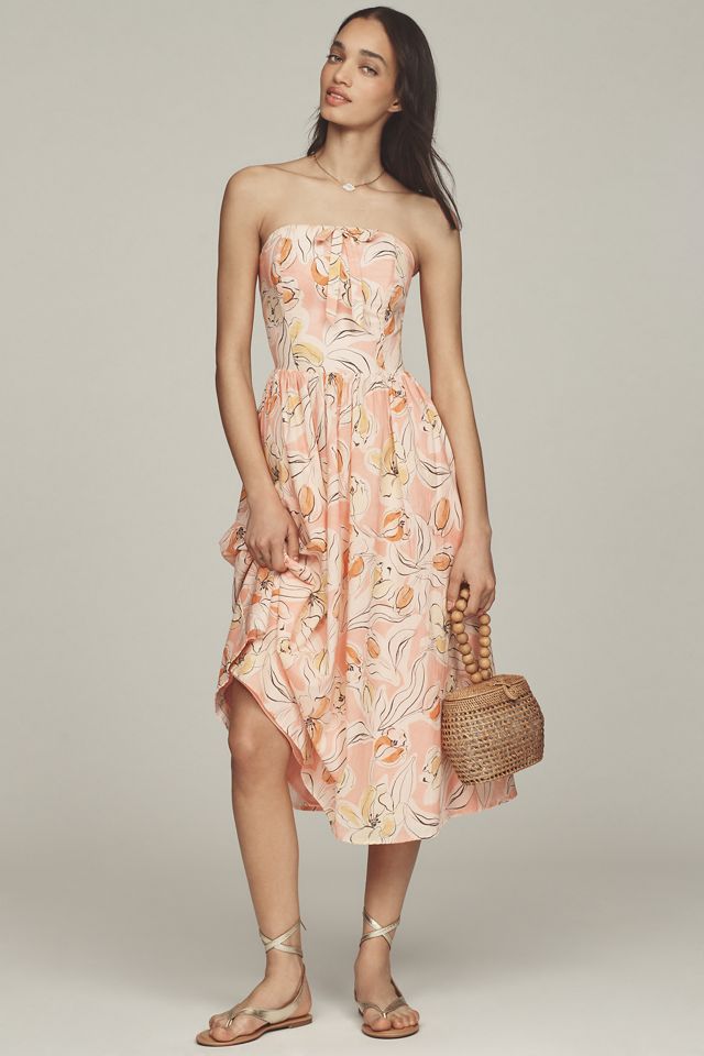 Hutch Iris Strapless Pleated A-Line Midi Dress #1