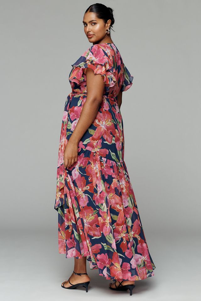 Hutch Zola Short-Sleeve Ruffle Wrap Midi Dress | Anthropologie