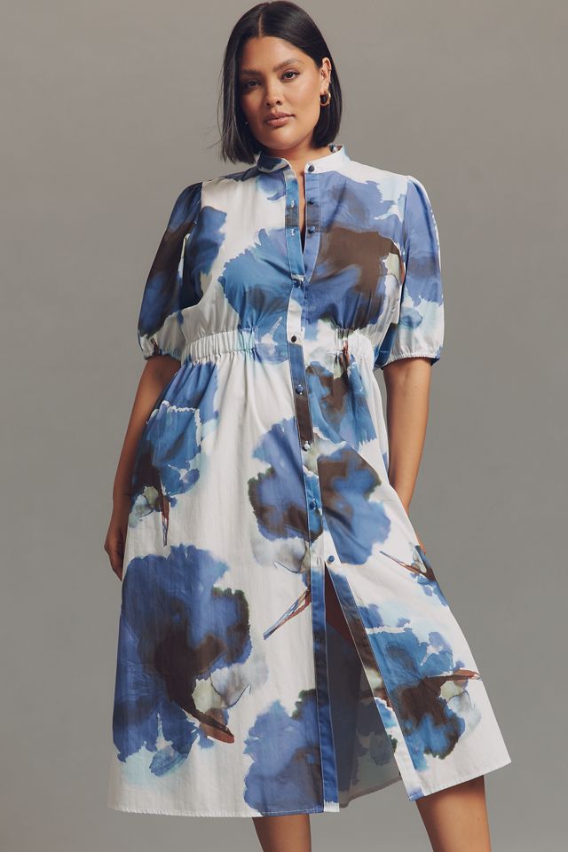 Hutch Annett Puff-Sleeve Midi Shirt Dress #6