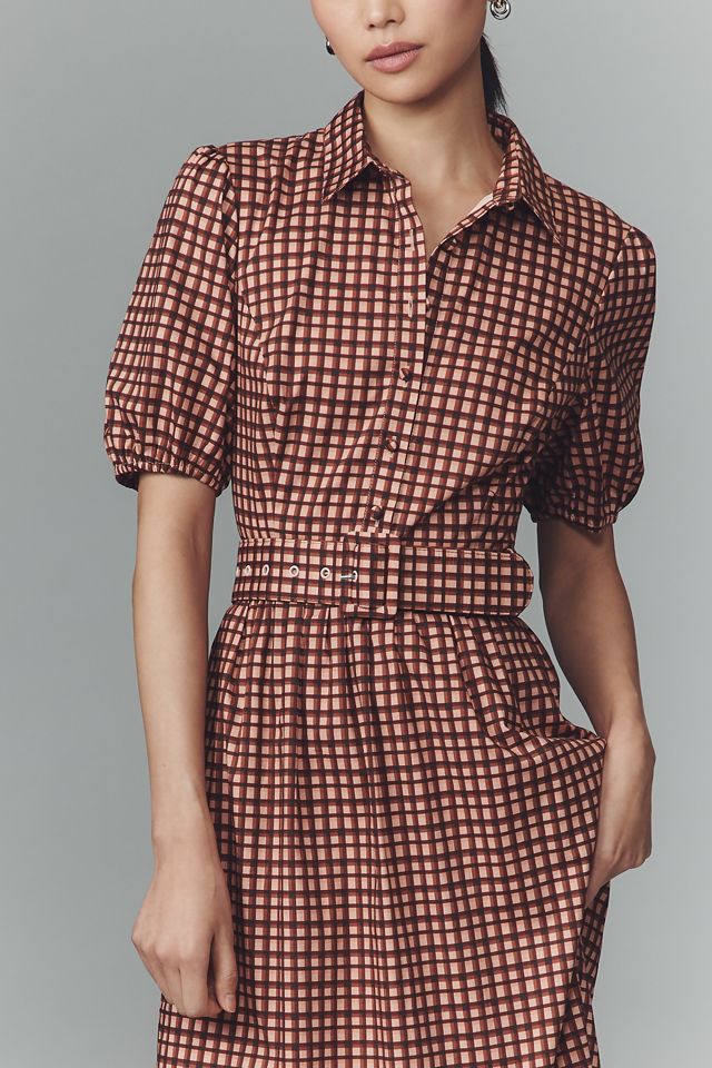 Hutch Parker Short-Sleeve Belted Midi Dress #1