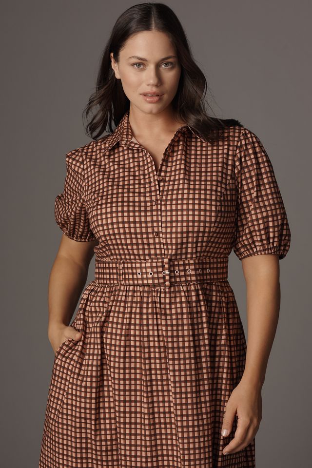 Hutch Parker Short-Sleeve Belted Midi Dress #4