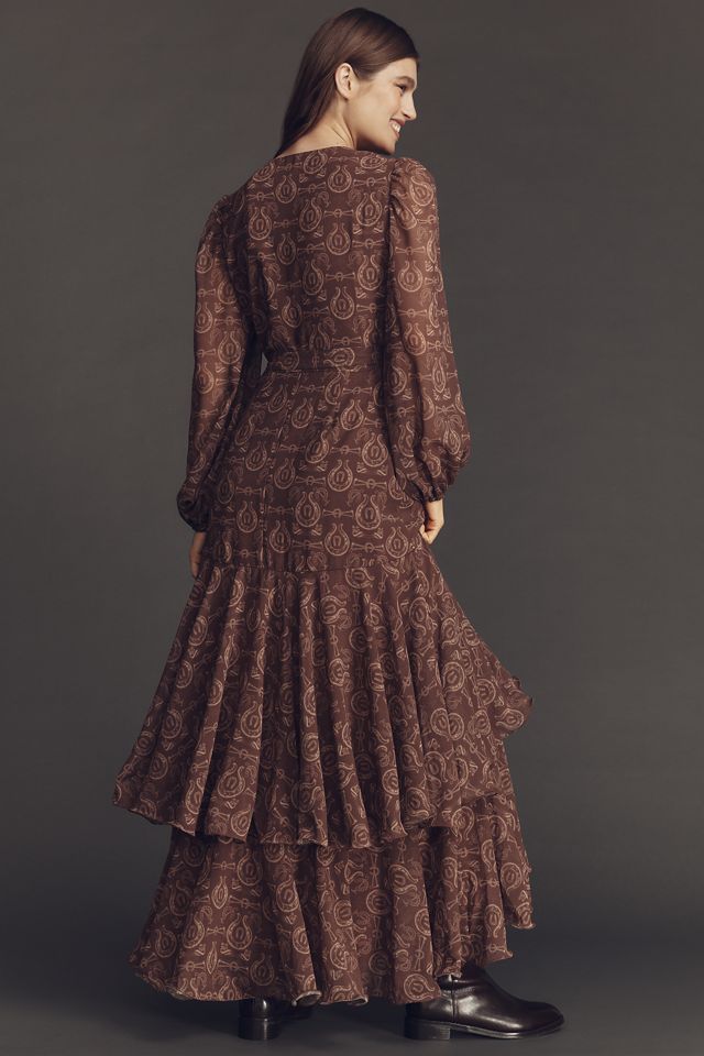 Hutch Helen Long-Sleeve Ruffled Wrap Maxi Dress #1