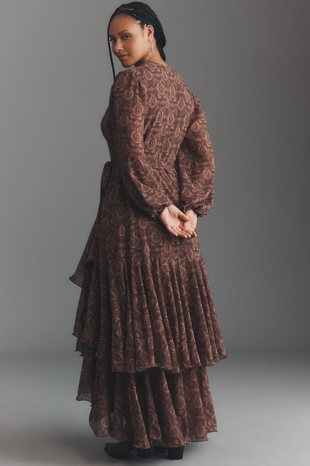 Hutch Helen Long-Sleeve Ruffled Wrap Maxi Dress #5