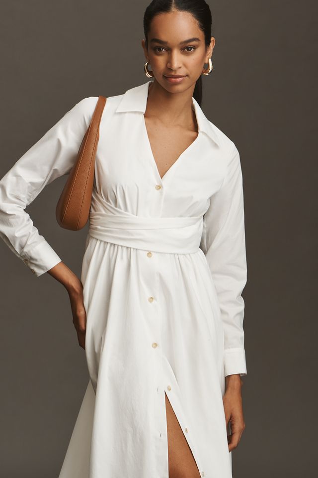 Hutch Long-Sleeve V-Neck Midi Shirt Dress #1
