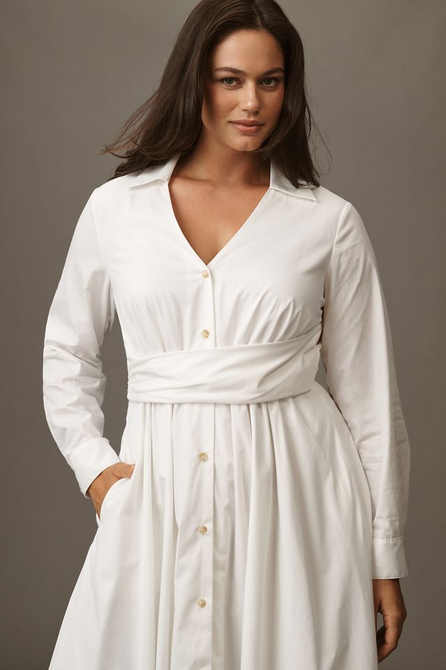 Hutch Long-Sleeve V-Neck Midi Shirt Dress #6