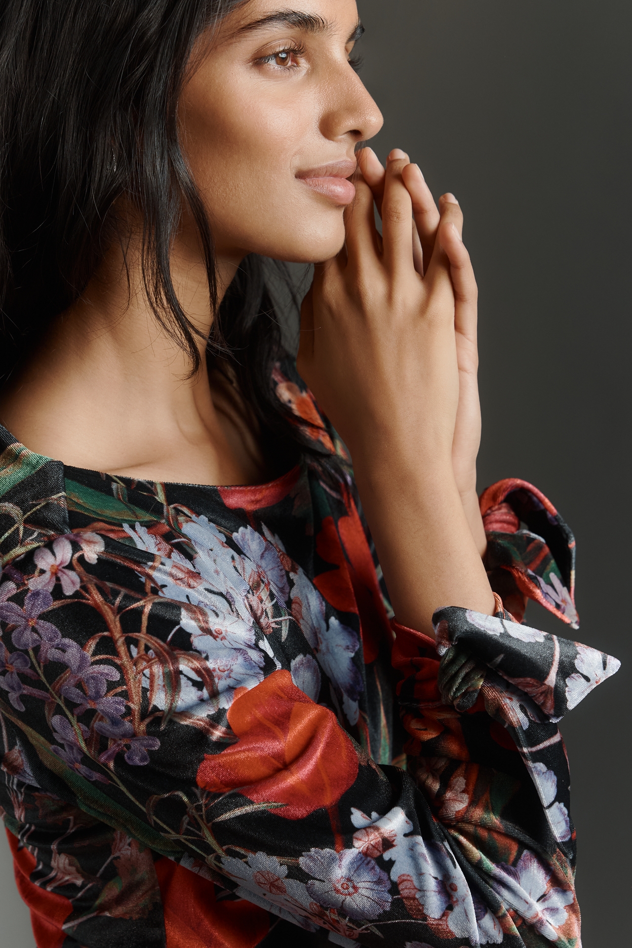 Hutch Shelby Long-Sleeve Velvet Shift Dress