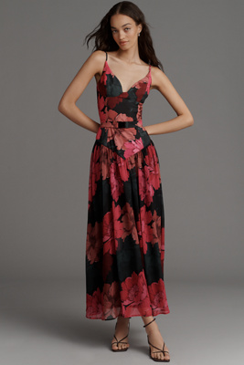 Hutch Ruby Sweetheart Drop-waist Maxi Dress In Multi
