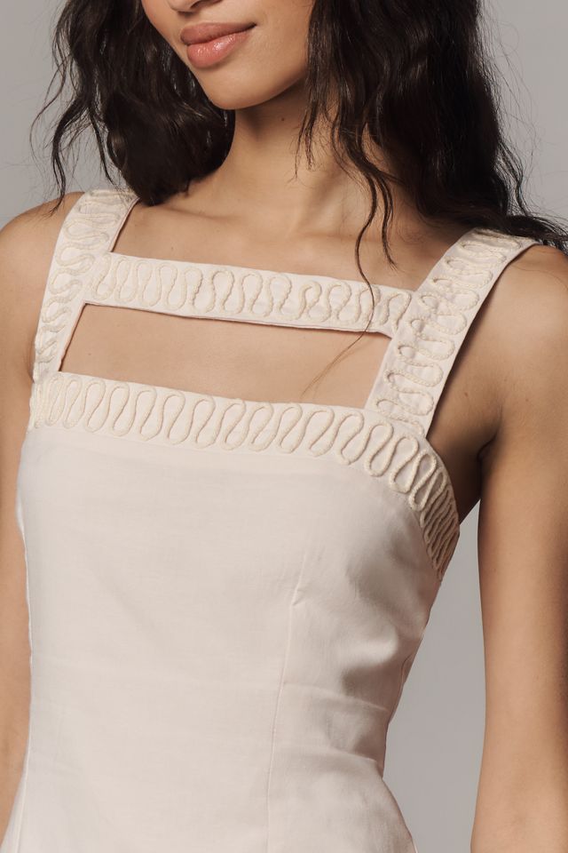 Strappy Linen Blend Mini Dress by Hutch in Ivory, Size: XXS at Anthropologie