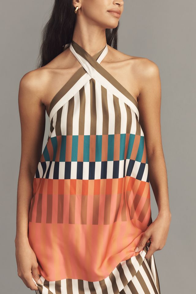 Satin Halter Midi Dress by Hutch in Ivory, Size: Small at Anthropologie