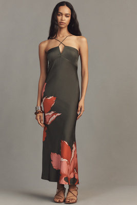 Hutch Cross-Strap Satin Maxi Dress